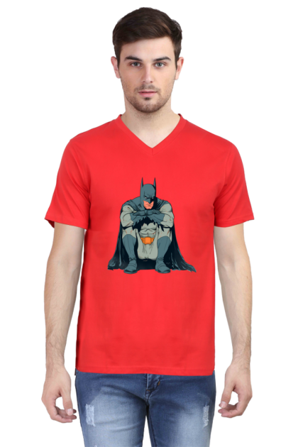Men's V-Neck Brooding Batman Graphic T-shirt