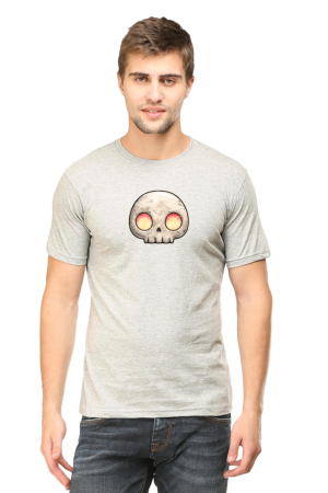 Male Classic Crew T-Shirt with Cartoon Skull Graphic