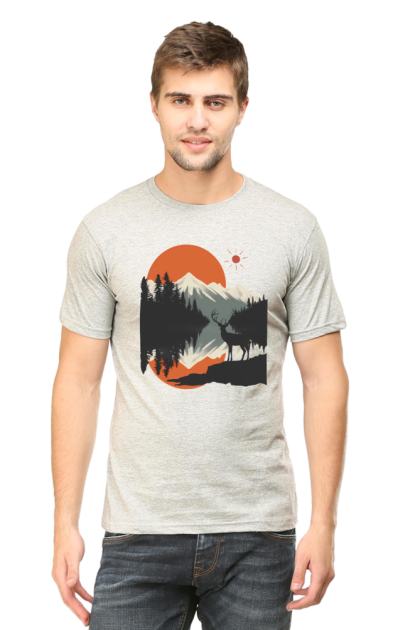 Men's Nature Landscape Deer Graphic T-shirt