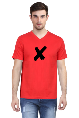 Black X Graphic Men's V-Neck T-Shirt - Minimalist Design Tee