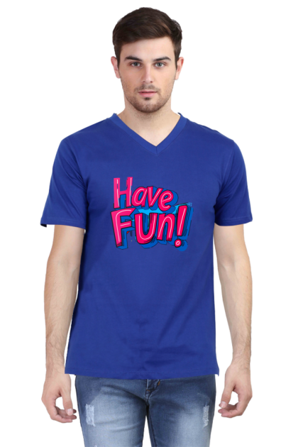 Men's V-Neck "Have Fun!" Graphic T-shirt