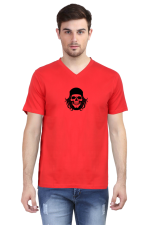 Skull with Bandana Men's V-Neck T-Shirt - Edgy Graphic Tee