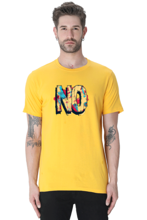 Graphic Print T-shirt for Men with "NO" Design