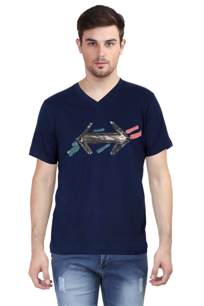 Men's V-Neck Abstract Arrows Graphic T-shirt