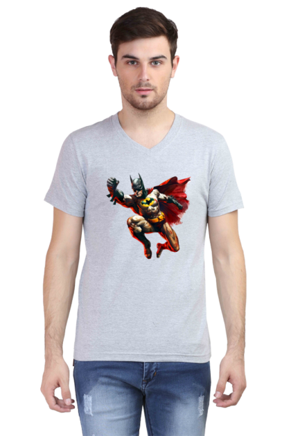 Men's V-Neck Action Batman Graphic T-shirt