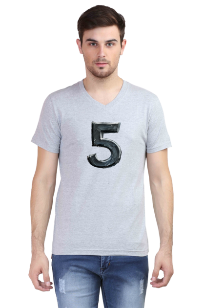 Men's V-Neck Number 5 Graphic T-shirt
