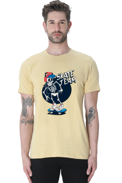 Men's Cartoon Skeleton Skate Team Graphic T-shirt