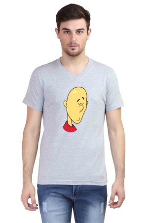 Funny Cartoon Bald Head Men's V-Neck T-Shirt - Quirky Graphic Tee