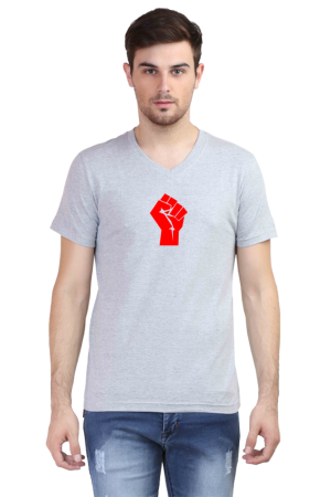 Raised Fist Graphic Men's V-Neck T-Shirt - Empowerment Tee (S-3XL)