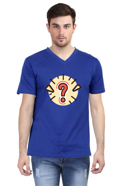 Men's V-Neck Question Mark Graphic T-shirt