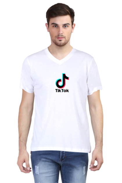Men's V-Neck TikTok Logo Graphic T-shirt