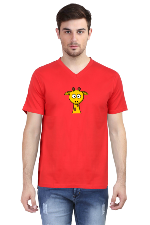Cute Googly-Eyed Giraffe Men's V-Neck T-Shirt - Cartoon Animal Tee