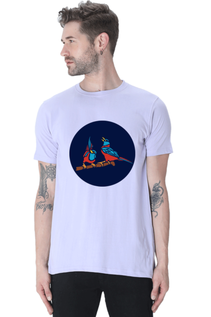 Men's Colorful Birds on Branch Graphic T-shirt