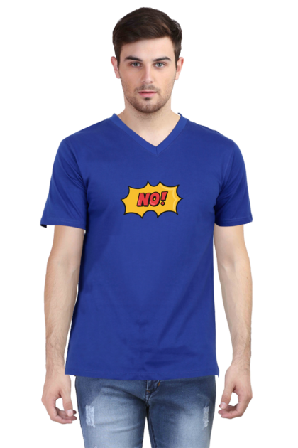 Men's V-Neck Comic Style "NO!" Graphic T-shirt