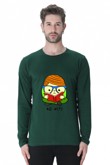 Men's Full-Sleeve "No WiFi" Graphic T-shirt