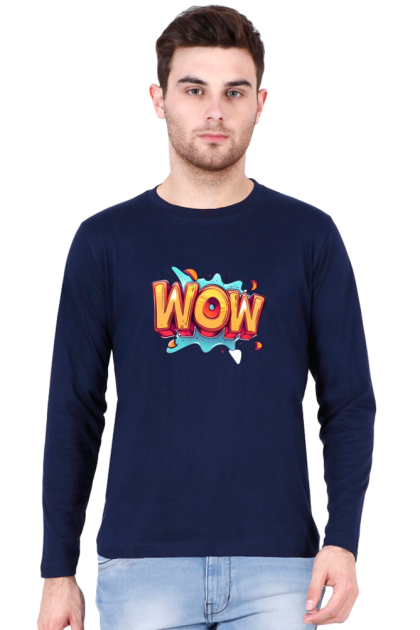 Men's Full Sleeve "WOW" Comic Book Graphic T-shirt