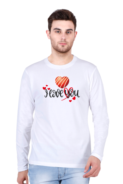 Men's Full Sleeve "I Love You" Heart Graphic T-shirt