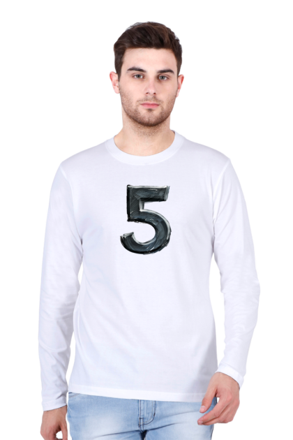 Men's Full Sleeve Metallic Number 5 Graphic T-shirt