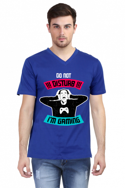 Men's V-Neck "Do Not Disturb I'm Gaming" Graphic Tee