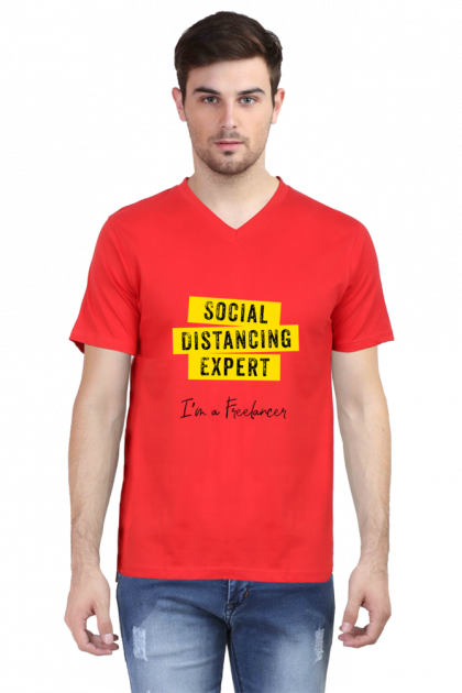 Men's V-Neck "Social Distancing Expert I'm a Freelancer" T-shirt