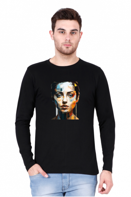 Men's Full Sleeve Abstract Woman Portrait Graphic T-shirt