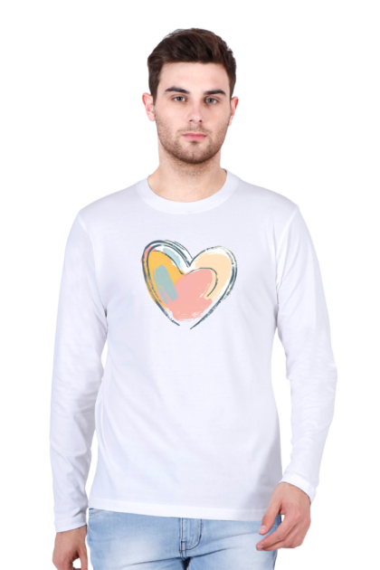 Men's Full Sleeve Abstract Colorful Heart Graphic T-shirt