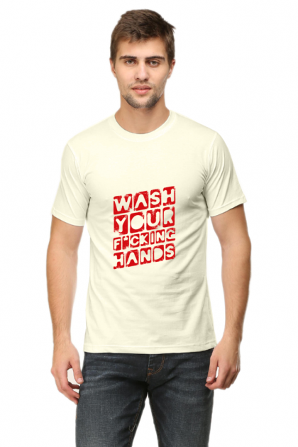 Men's "Wash Your Hands" Explicit Warning Crew Neck T-shirt