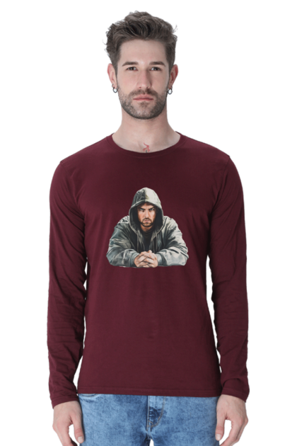 Men's Full Sleeve Eminem Portrait Graphic T-shirt