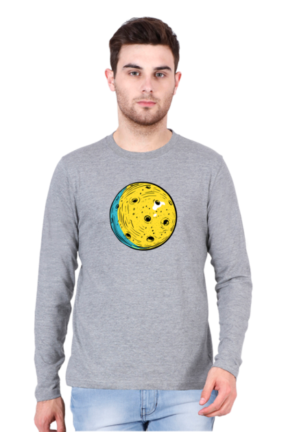 Men's Full Sleeve Cartoon Moon Phases Graphic T-shirt