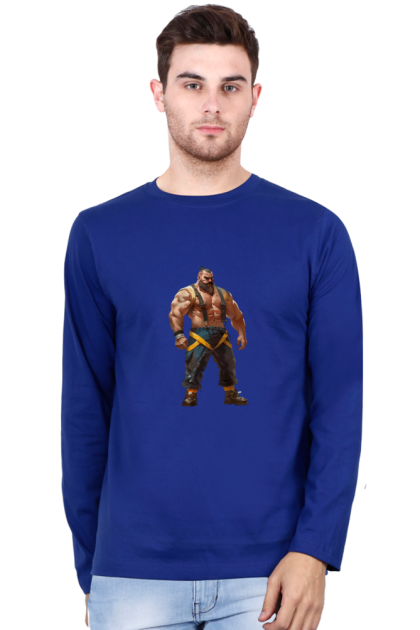 Men's Full Sleeve Cartoon Strongman Graphic T-shirt