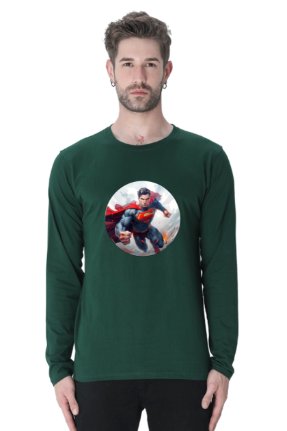 Men's Full Sleeve Superman Flying Graphic T-shirt