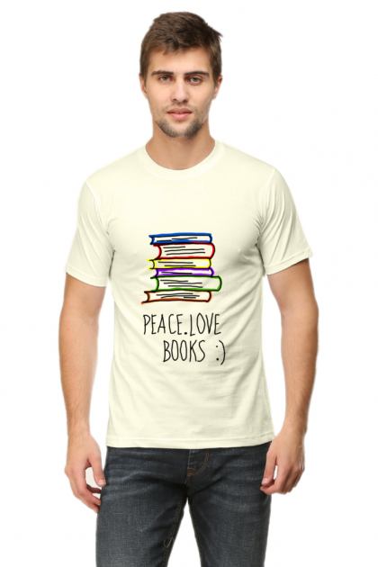 Men's "Peace Love Books" Stack Crew Neck T-shirt