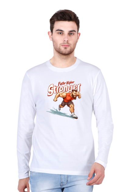 Men's Full Sleeve "Stronger" Running Graphic T-shirt