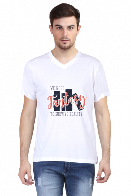 Men's "Fantasy To Survive Reality" V-Neck T-shirt