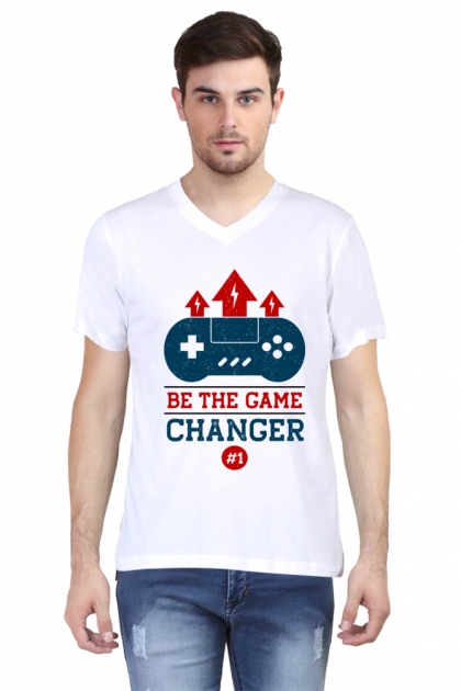 Men's V-Neck "Be The Game Changer" Gamer T-shirt