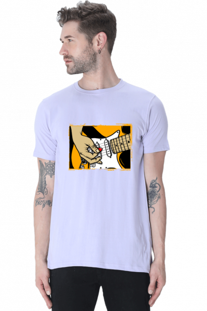 Men's Electric Guitar Player Crew Neck T-shirt