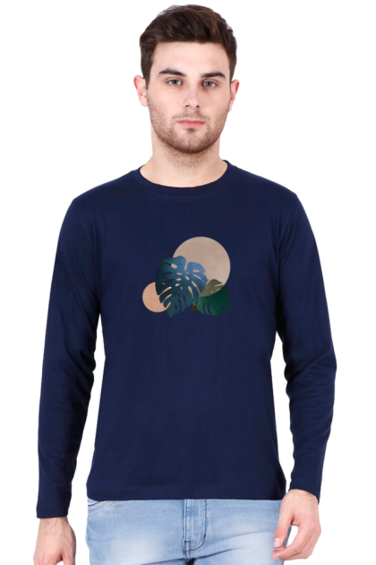 Men's Full Sleeve Abstract Tropical Leaves Graphic T-shirt