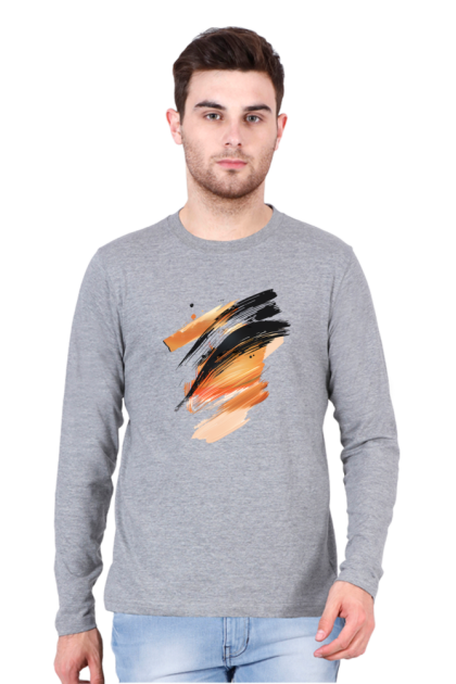 Men's Full Sleeve Abstract Brush Stroke Graphic T-shirt