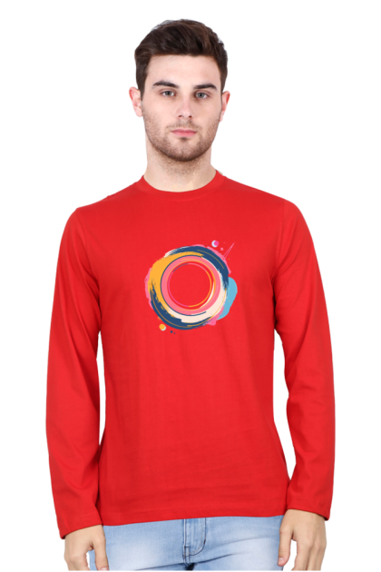 Men's Full Sleeve Abstract Colorful Rings Graphic T-shirt