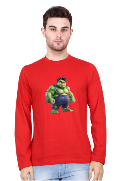 Men's Full Sleeve Cartoon Hulk Overalls Graphic T-shirt
