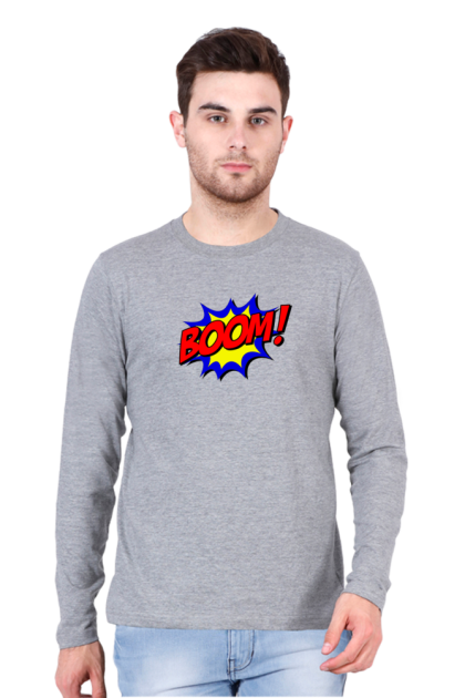 Men's Full Sleeve "BOOM!" Comic Book Graphic T-shirt