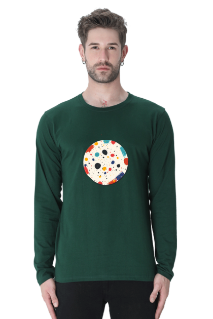 Men's Full Sleeve Abstract Colorful Dots Graphic T-shirt