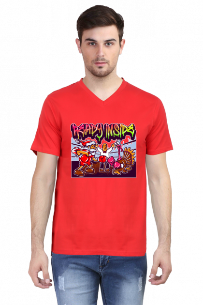 Men's V-Neck Ravers Inside Turkey Graphic T-shirt