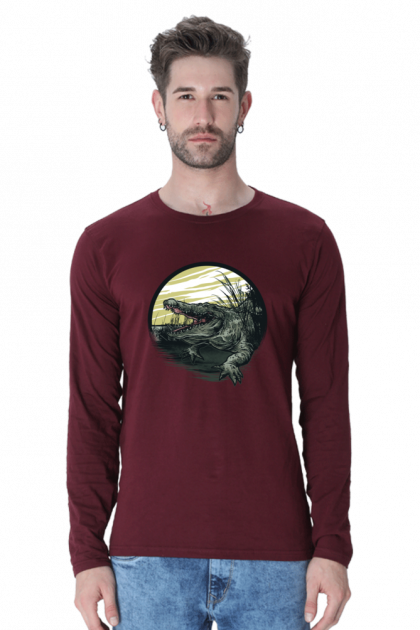 Men's Full-Sleeve Alligator Graphic T-shirt