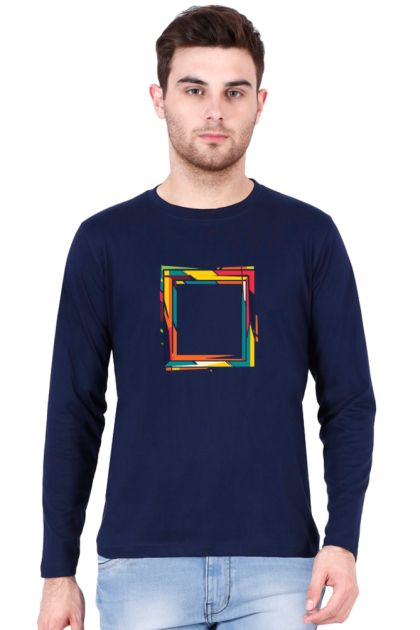 Men's Full Sleeve Abstract Colorful Square Frame Graphic T-shirt