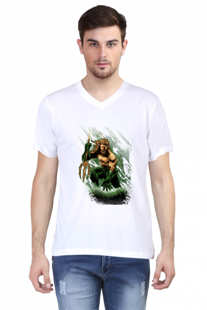 Men's V-Neck Aquaman Graphic T-shirt
