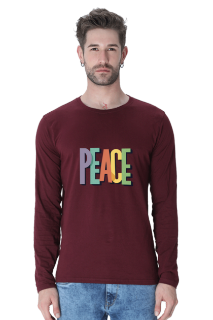 Men's Full Sleeve "Peace" Colorful Graphic T-shirt