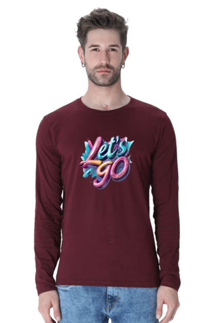 Men's Full Sleeve "Let's Go!" Colorful Graphic T-shirt