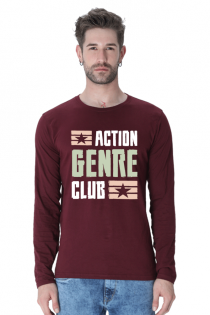 Men's Full-Sleeve "Action Genre Club" Graphic T-shirt