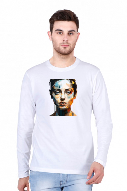 Men's Full Sleeve Abstract Woman Portrait Graphic T-shirt